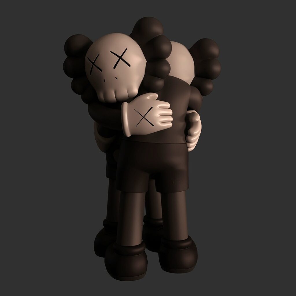 Cute Hugging Skull Figurine 3D Model