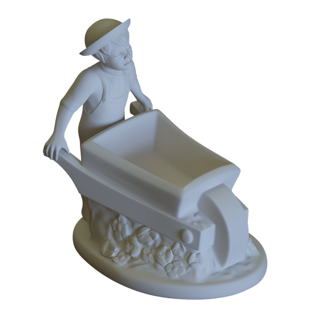 Miniature Miner Child Statue 3D Model | 3Diary