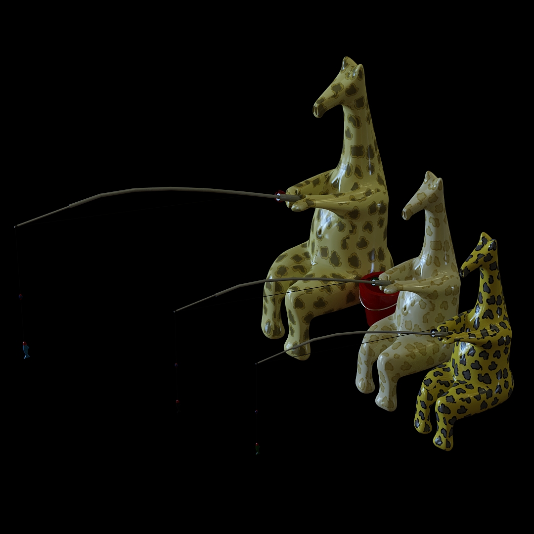 Giraffe Fishing Figurines