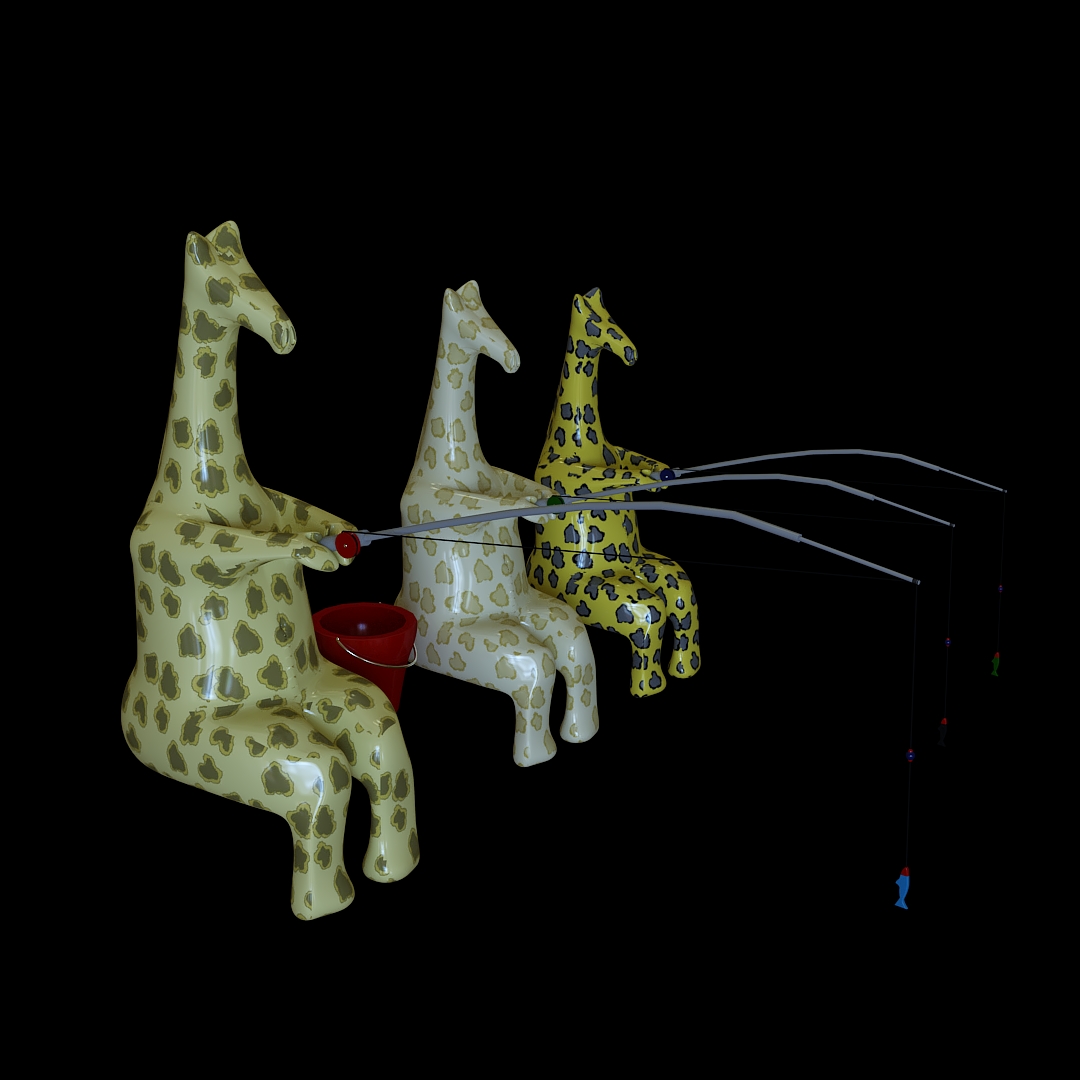 Giraffe Fishing Figurines